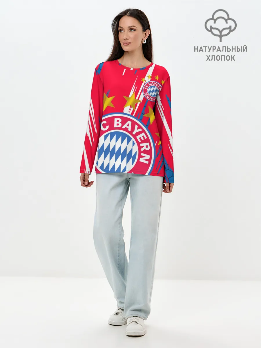 Лонгслив женский. Хлопок / ФК БАВАРИЯ / BAYERN / МЮНХЕН