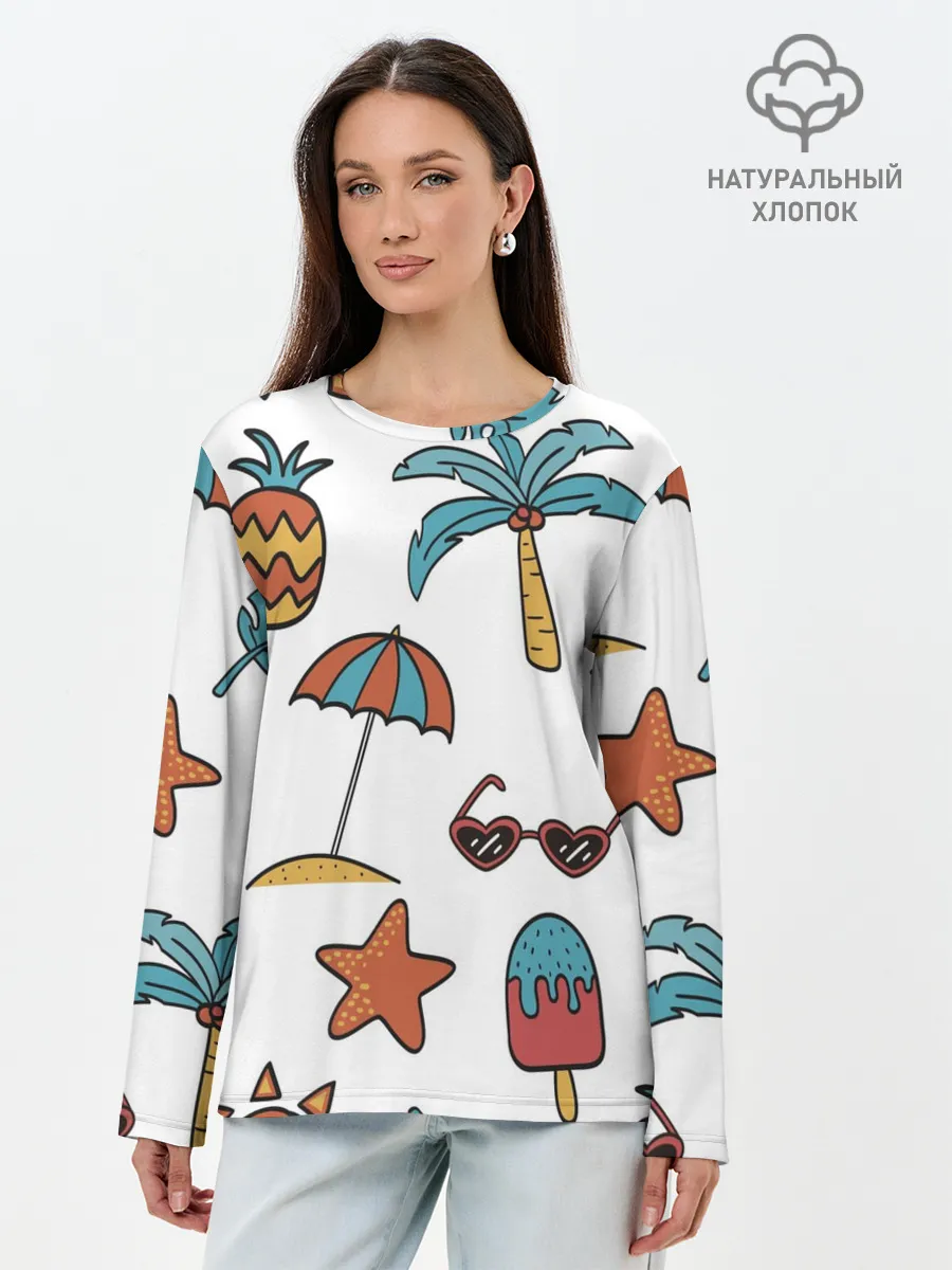 Лонгслив женский. Хлопок / На отдыхе