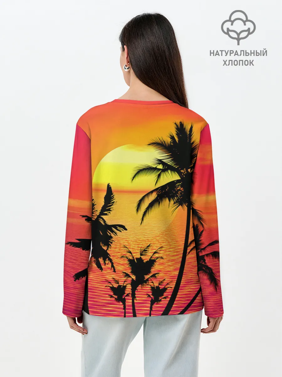 Лонгслив женский. Хлопок / Прибрежный закат