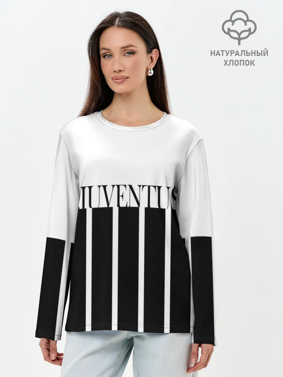 Лонгслив женский. Хлопок / Juventus | Tee Black and White