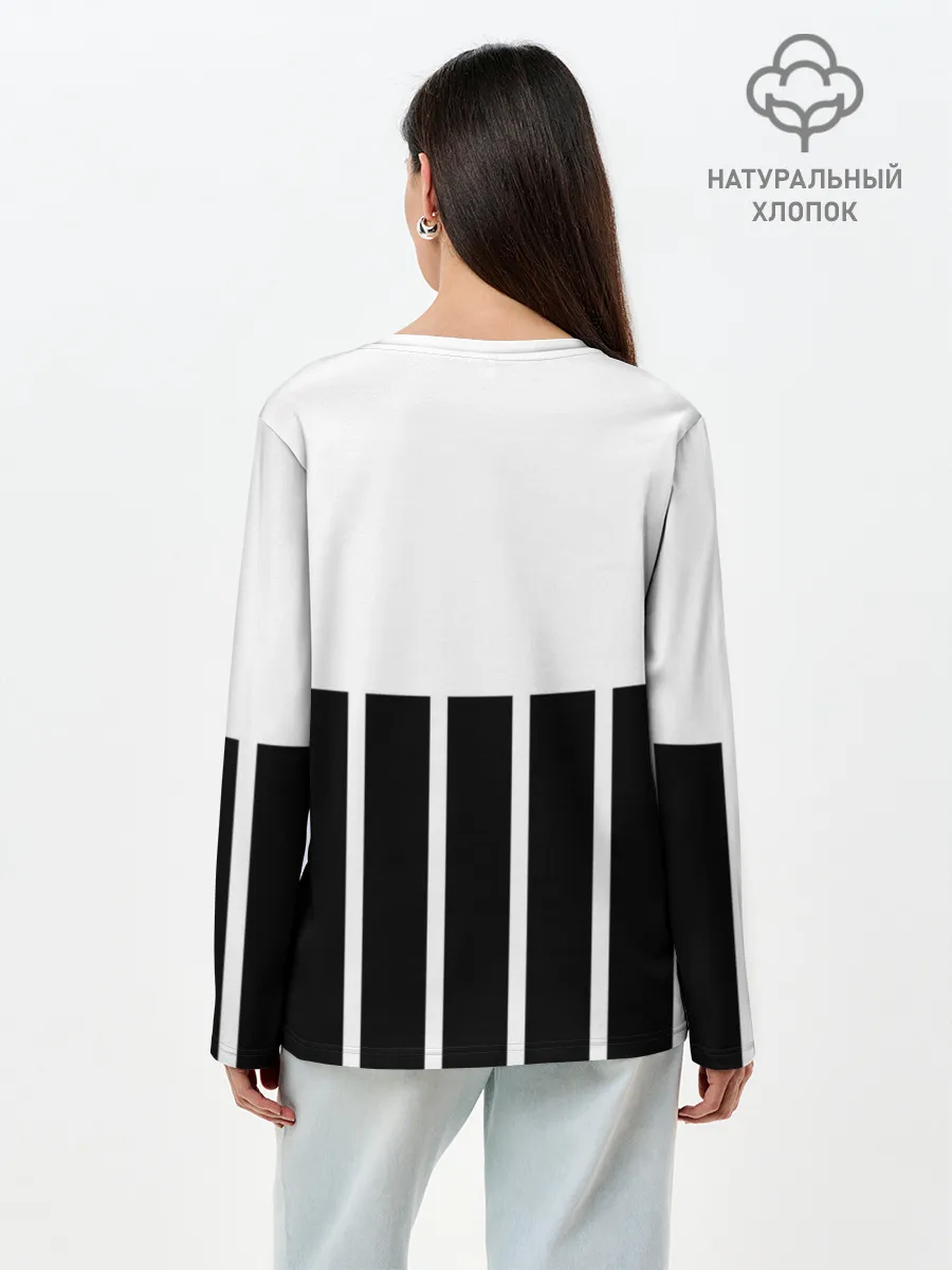 Лонгслив женский. Хлопок / Juventus | Tee Black and White