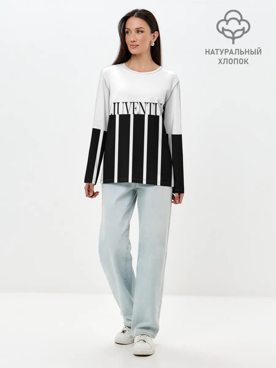 Лонгслив женский. Хлопок / Juventus | Tee Black and White