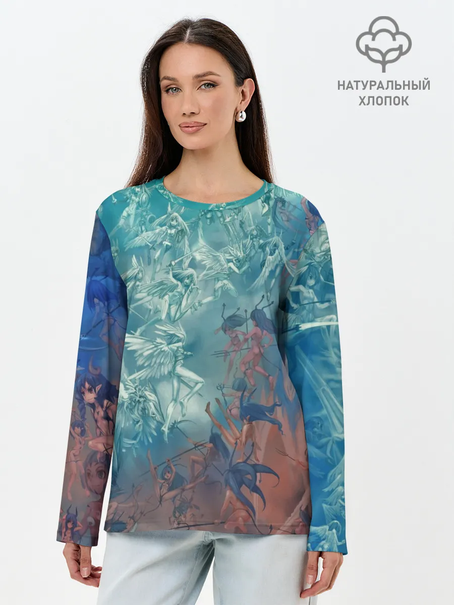 Лонгслив женский. Хлопок / Ангелы и Демоны