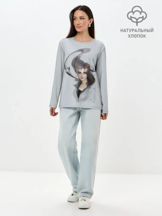Лонгслив женский. Хлопок / Паразит Рэйко
