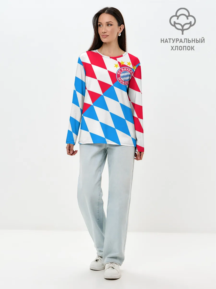 Лонгслив женский. Хлопок / ФК БАВАРИЯ / BAYERN / МЮНХЕН