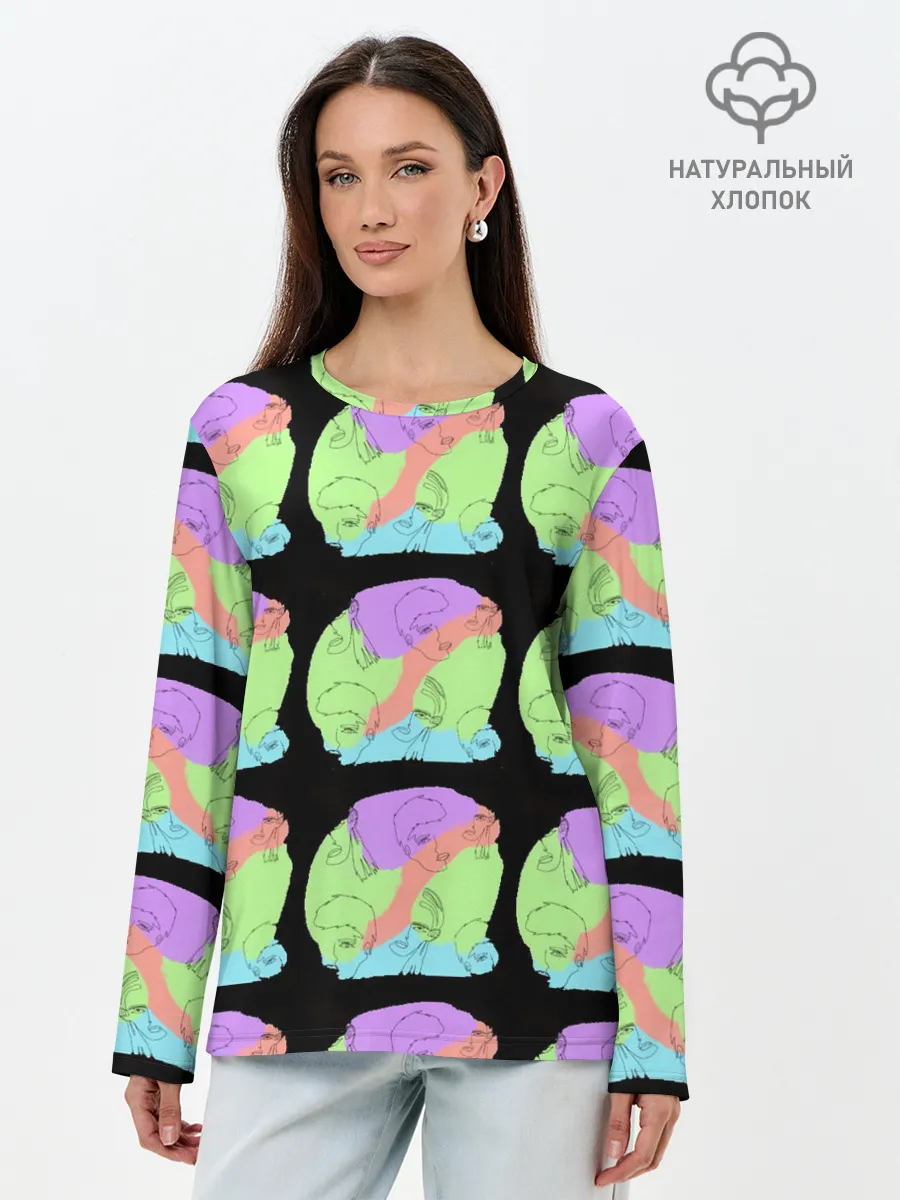 Лонгслив женский. Хлопок / Лица