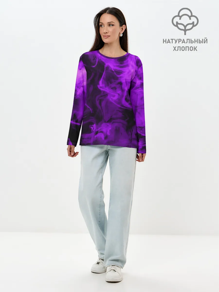 Лонгслив женский. Хлопок / Неоновый Дым
