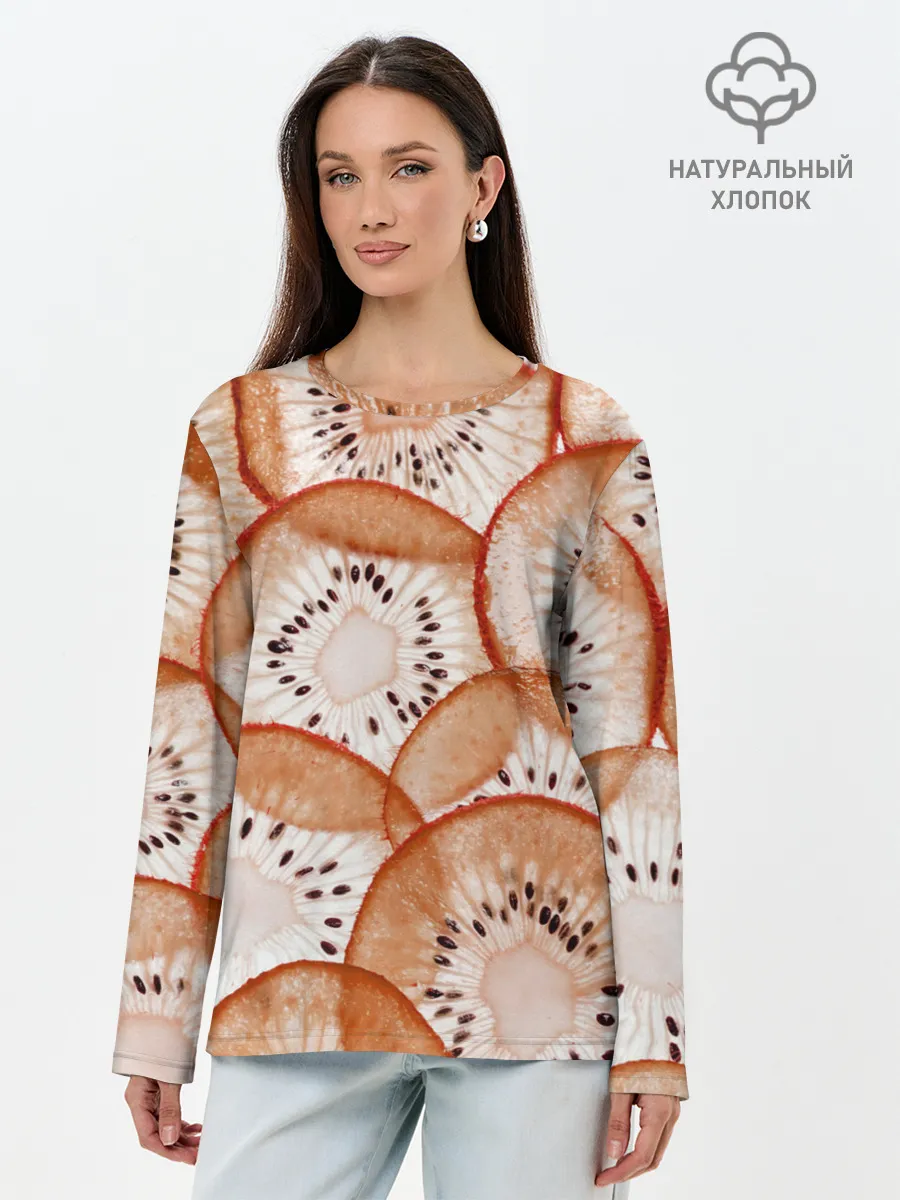 Лонгслив женский. Хлопок / Красный Киви