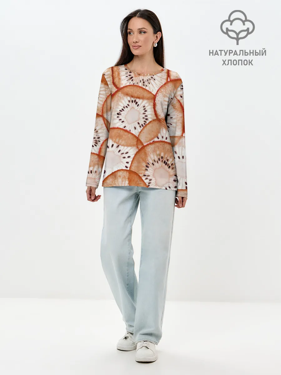 Лонгслив женский. Хлопок / Красный Киви