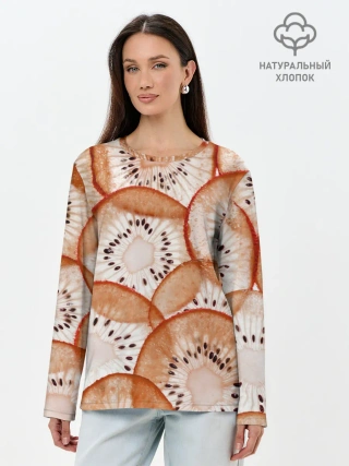 Лонгслив женский. Хлопок / Красный Киви