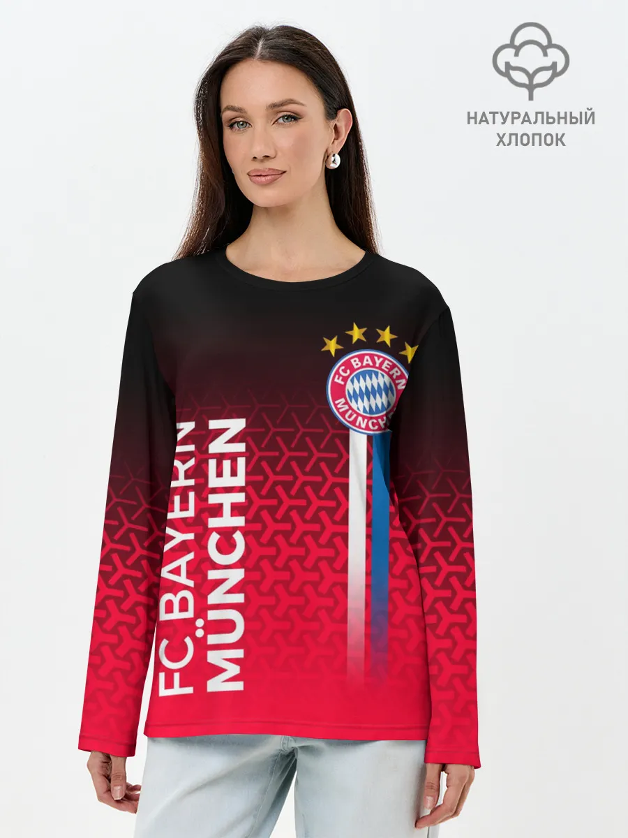 Лонгслив женский. Хлопок / ФК БАВАРИЯ / BAYERN / МЮНХЕН