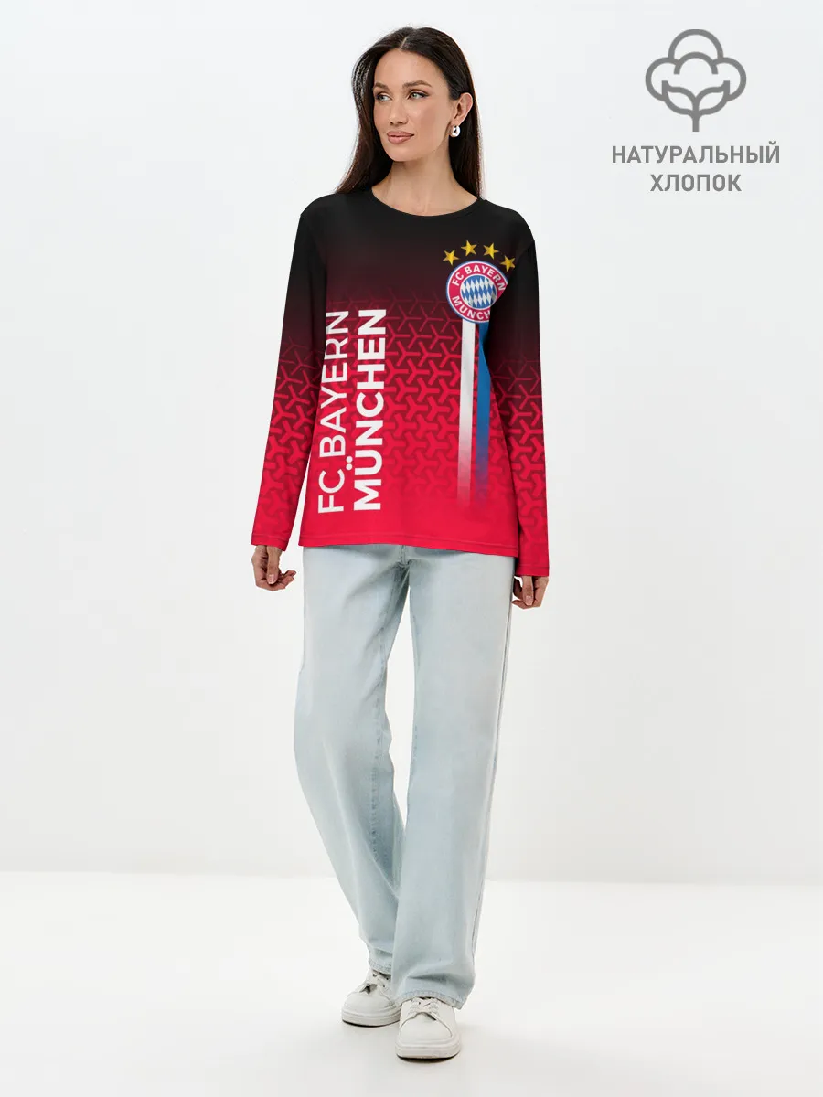 Лонгслив женский. Хлопок / ФК БАВАРИЯ / BAYERN / МЮНХЕН