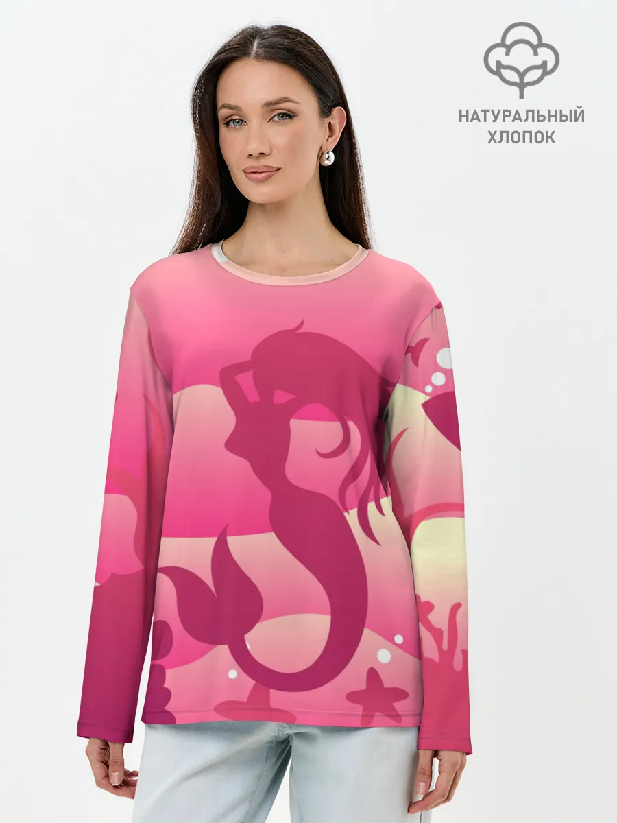 Лонгслив женский. Хлопок / Русалка