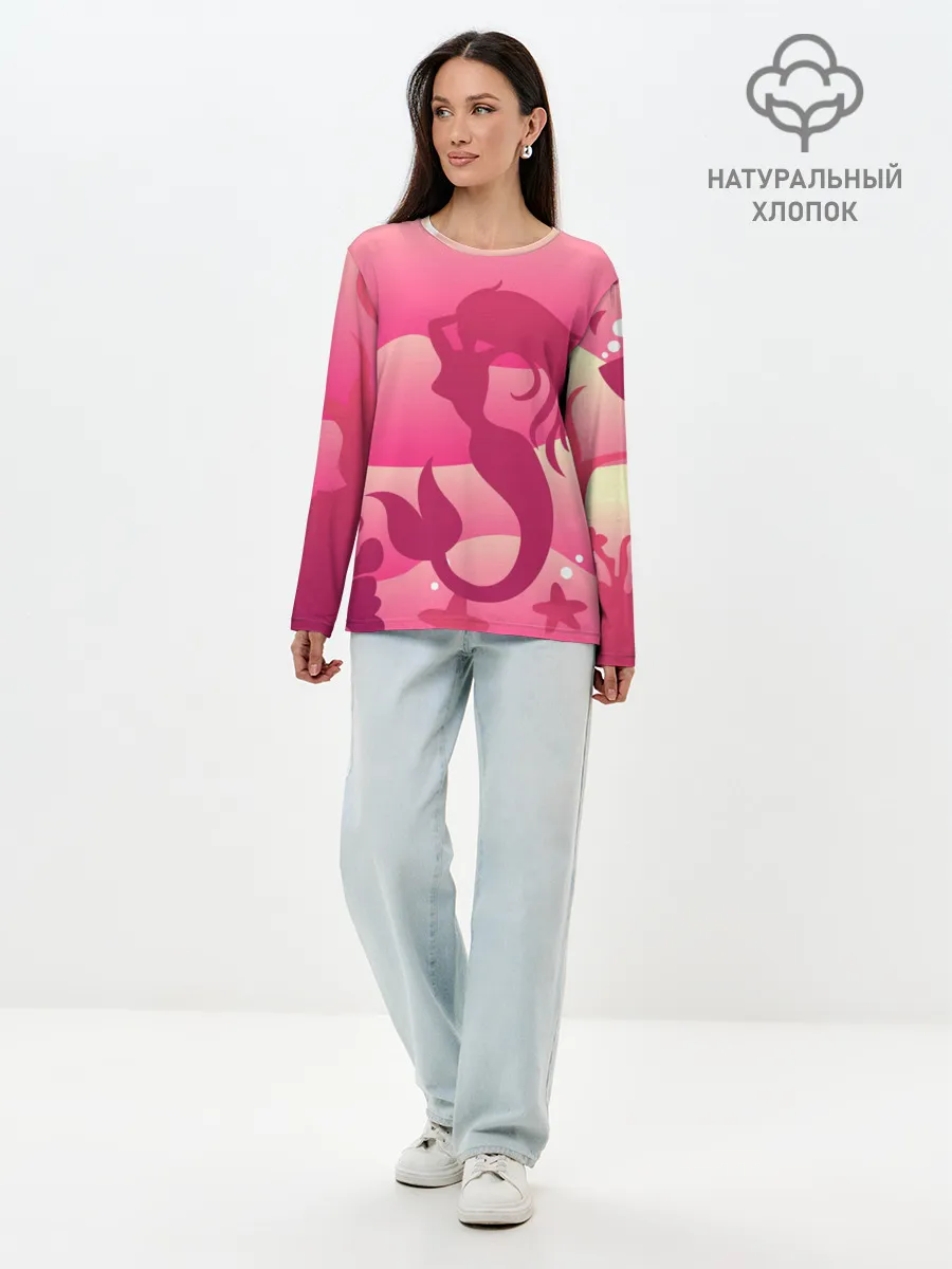 Лонгслив женский. Хлопок / Русалка