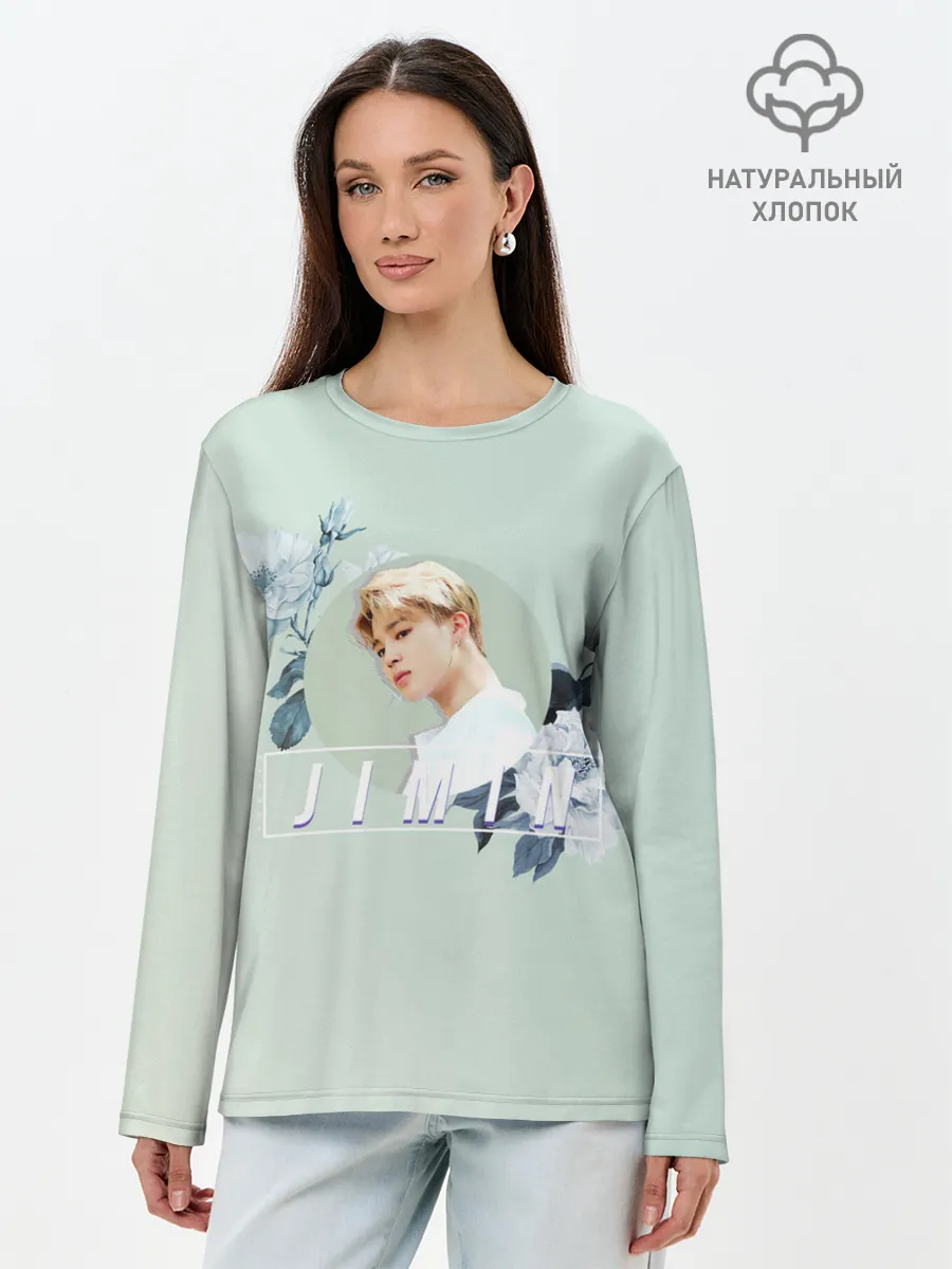 Лонгслив женский. Хлопок / Чимин в цветах