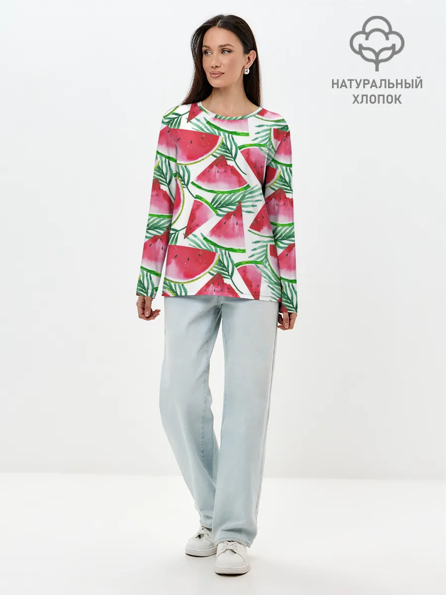 Лонгслив женский. Хлопок / Арбузное настроение
