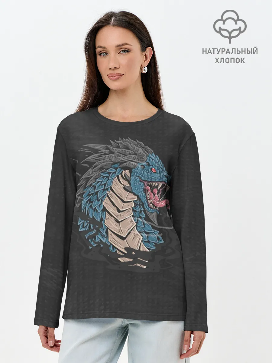 Лонгслив женский. Хлопок / Дракон