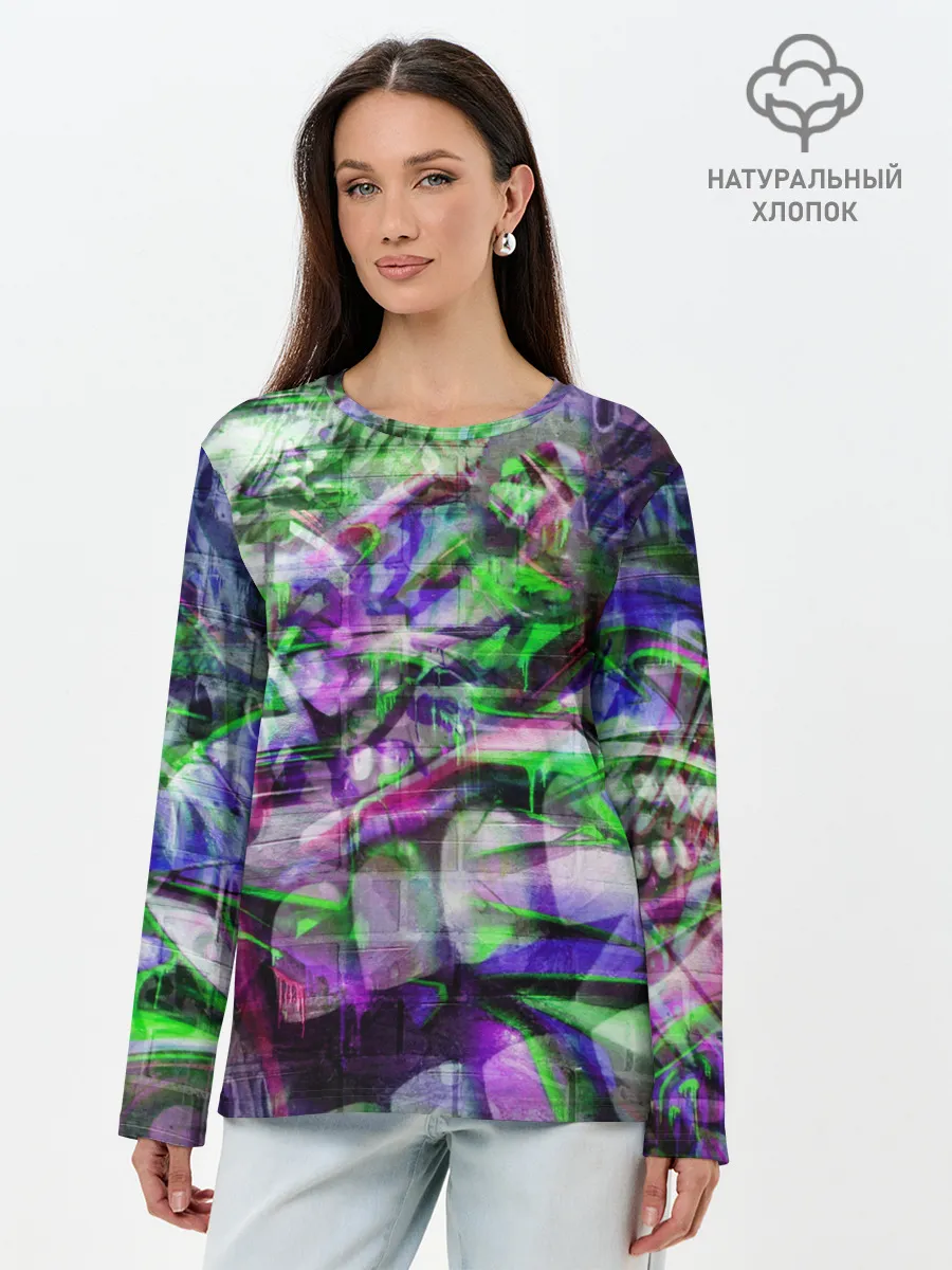 Лонгслив женский. Хлопок / Граффити на стене