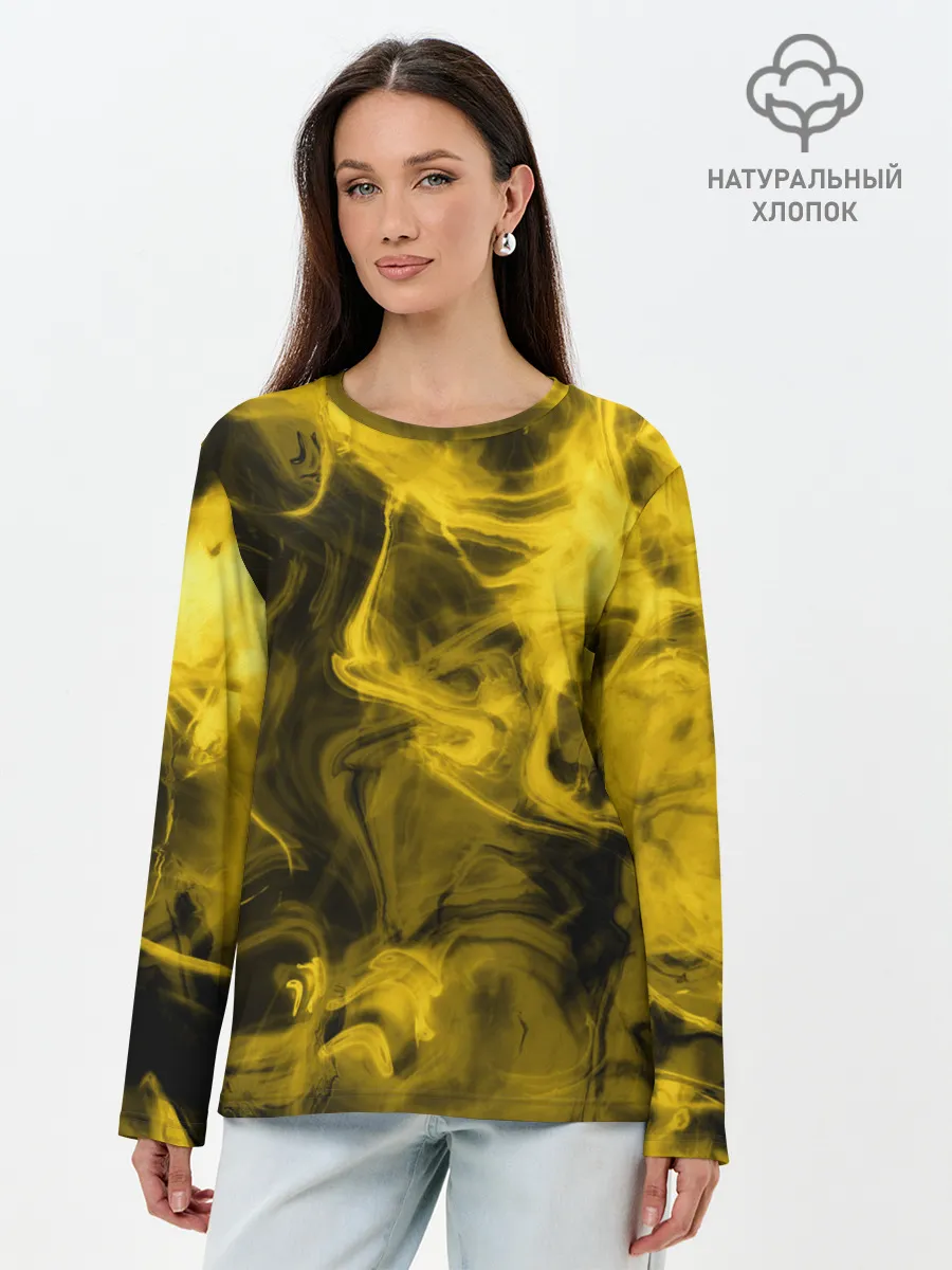 Лонгслив женский. Хлопок / Желтый Неоновый Дым