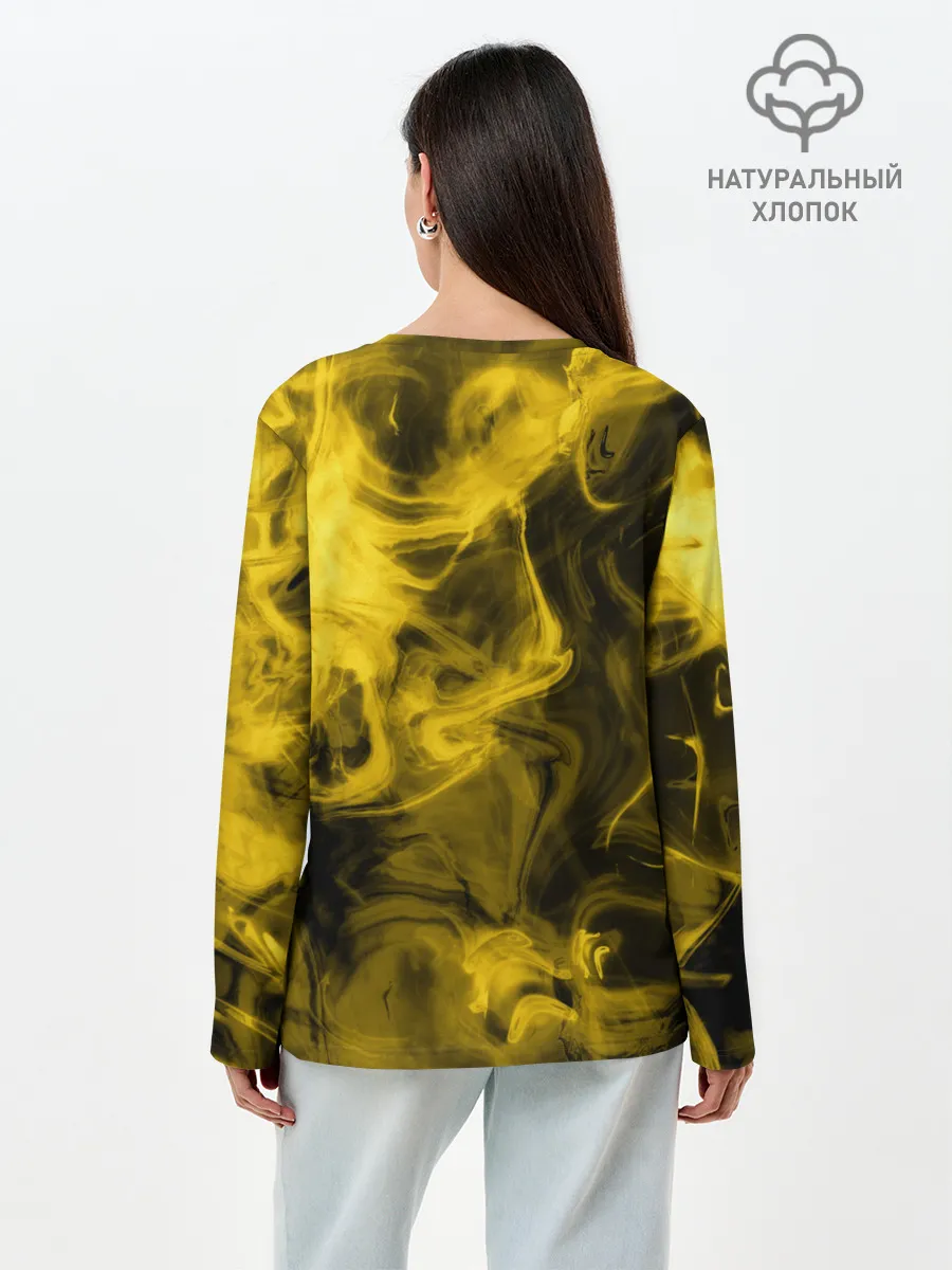 Лонгслив женский. Хлопок / Желтый Неоновый Дым