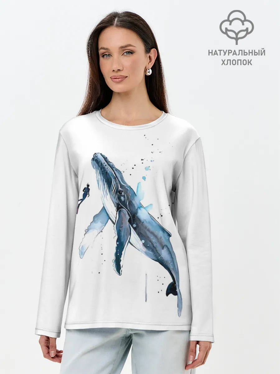 Лонгслив женский. Хлопок / кит