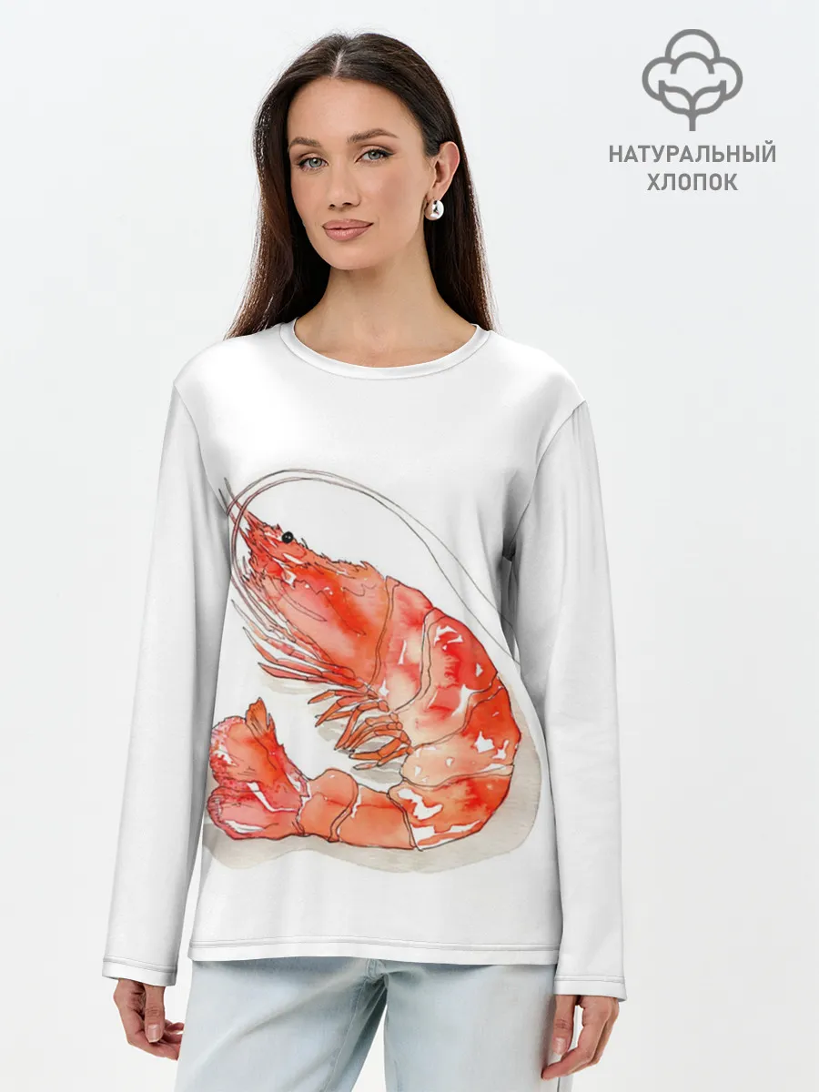 Лонгслив женский. Хлопок / креветка