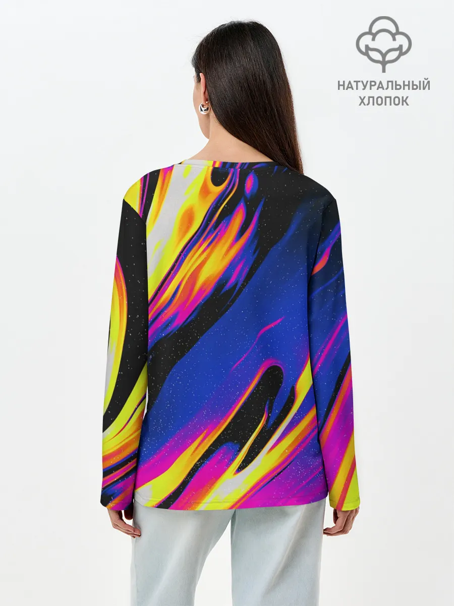 Лонгслив женский. Хлопок / БЕНЗИНОВЫЕ РАВЗОДЫ / ТЕКСТУРА