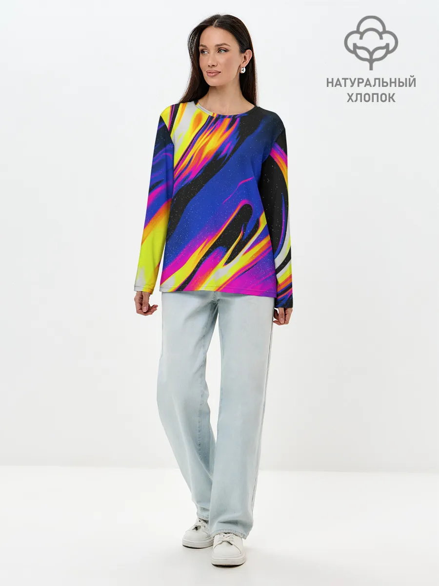 Лонгслив женский. Хлопок / БЕНЗИНОВЫЕ РАВЗОДЫ / ТЕКСТУРА