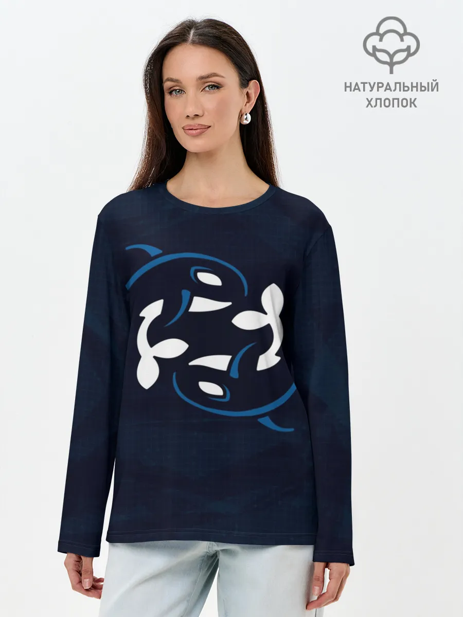 Лонгслив женский. Хлопок / Косатки