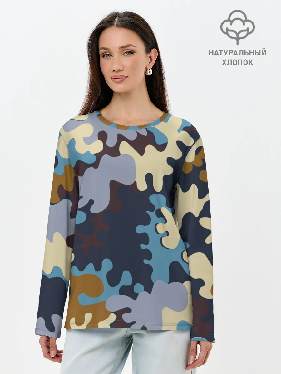 Лонгслив женский. Хлопок / Облака
