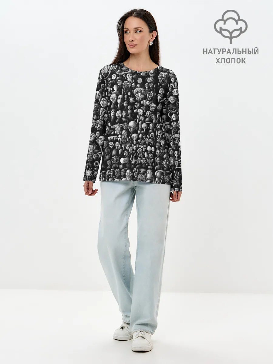 Лонгслив женский. Хлопок / Мрачные портреты