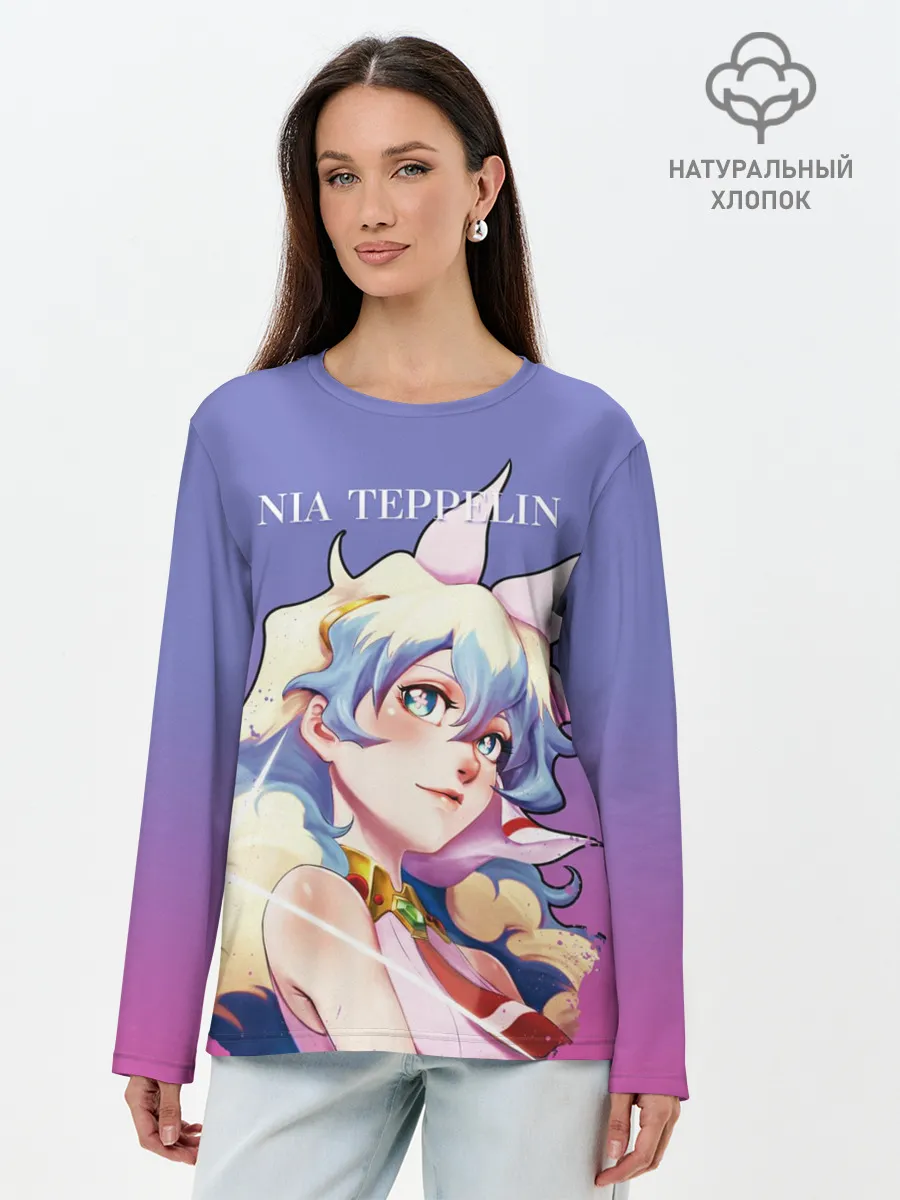 Лонгслив женский. Хлопок / Nia Gurren Lagann