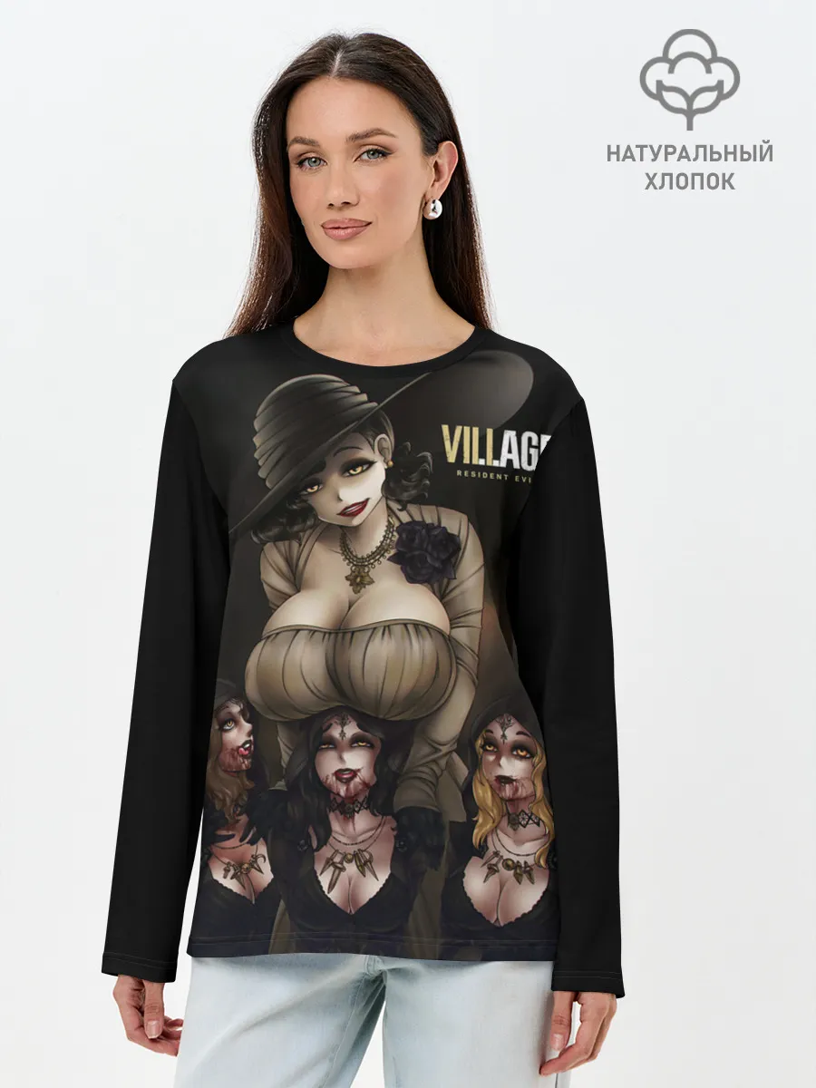 Лонгслив женский. Хлопок / Resident Evil Village Димитреску с дочками