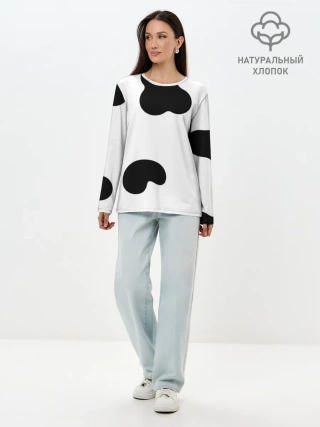 Лонгслив женский. Хлопок / Cow print