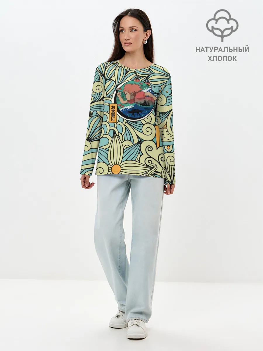 Лонгслив женский. Хлопок / Gake no ue no Ponyo