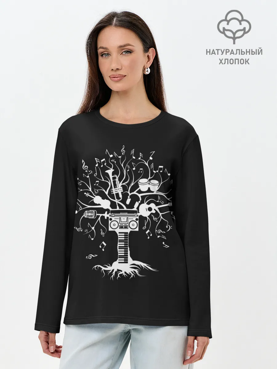 Лонгслив женский. Хлопок / Музыкальное Дерево
