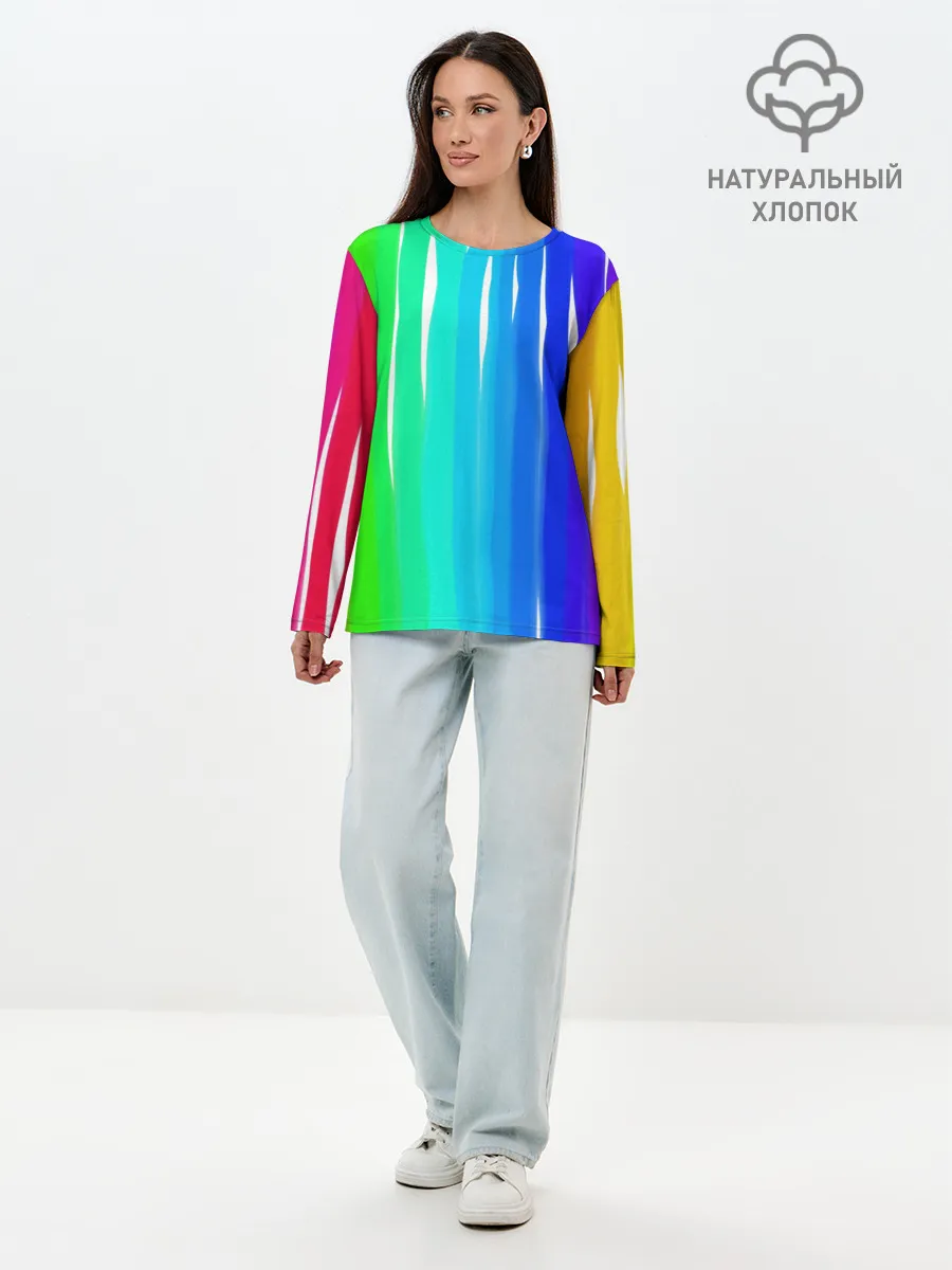 Лонгслив женский. Хлопок / Перелив цвета