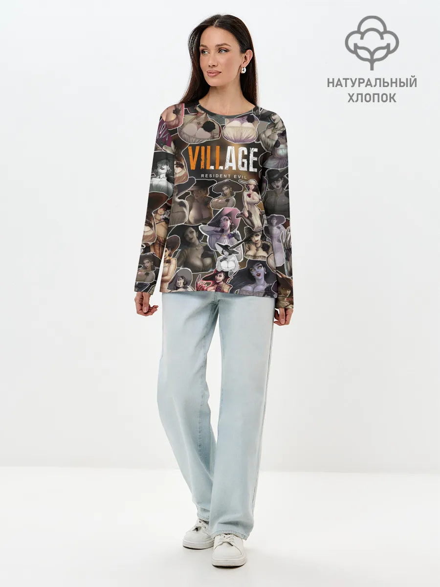 Лонгслив женский. Хлопок / Dimitrescu stikers style 2