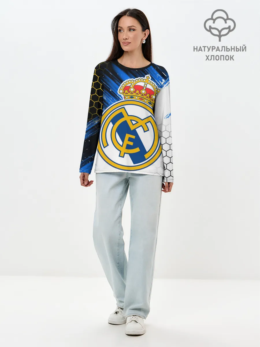 Лонгслив женский. Хлопок / РЕАЛ МАДРИД / НЕОН / NEON