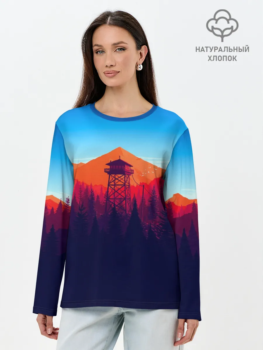 Лонгслив женский. Хлопок / Одинокая вышка