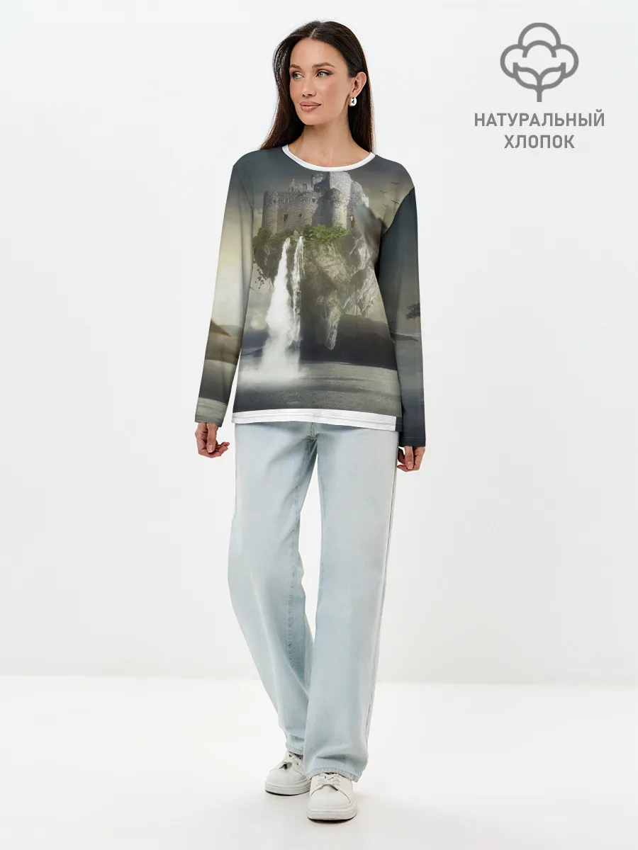 Лонгслив женский. Хлопок / Парящий замак