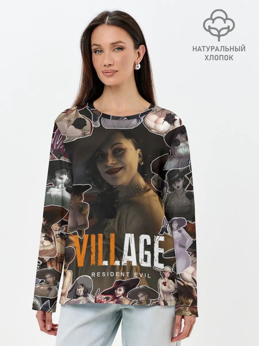 Лонгслив женский. Хлопок / Dimitrescu stikers style