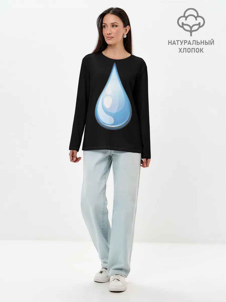 Лонгслив женский. Хлопок / Капля воды