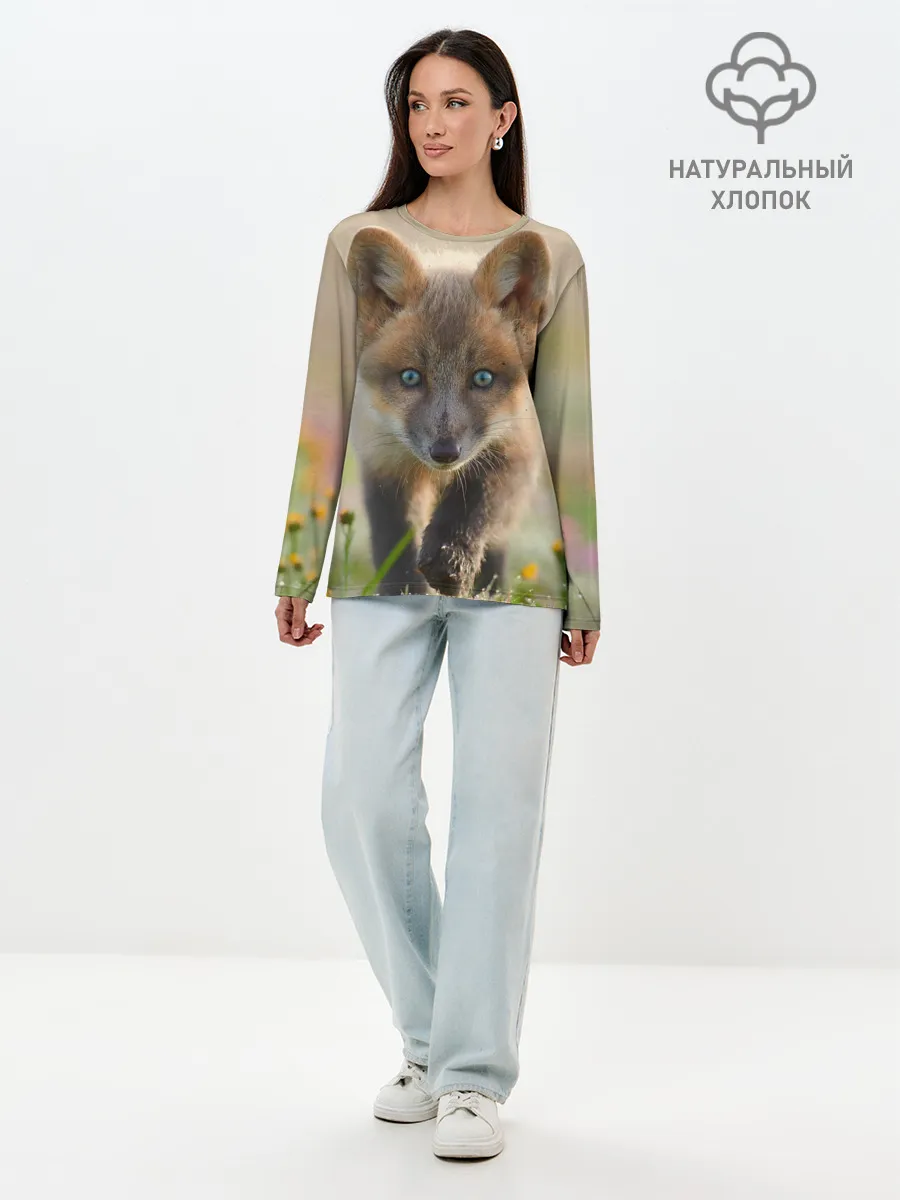 Лонгслив женский. Хлопок / Лисичка