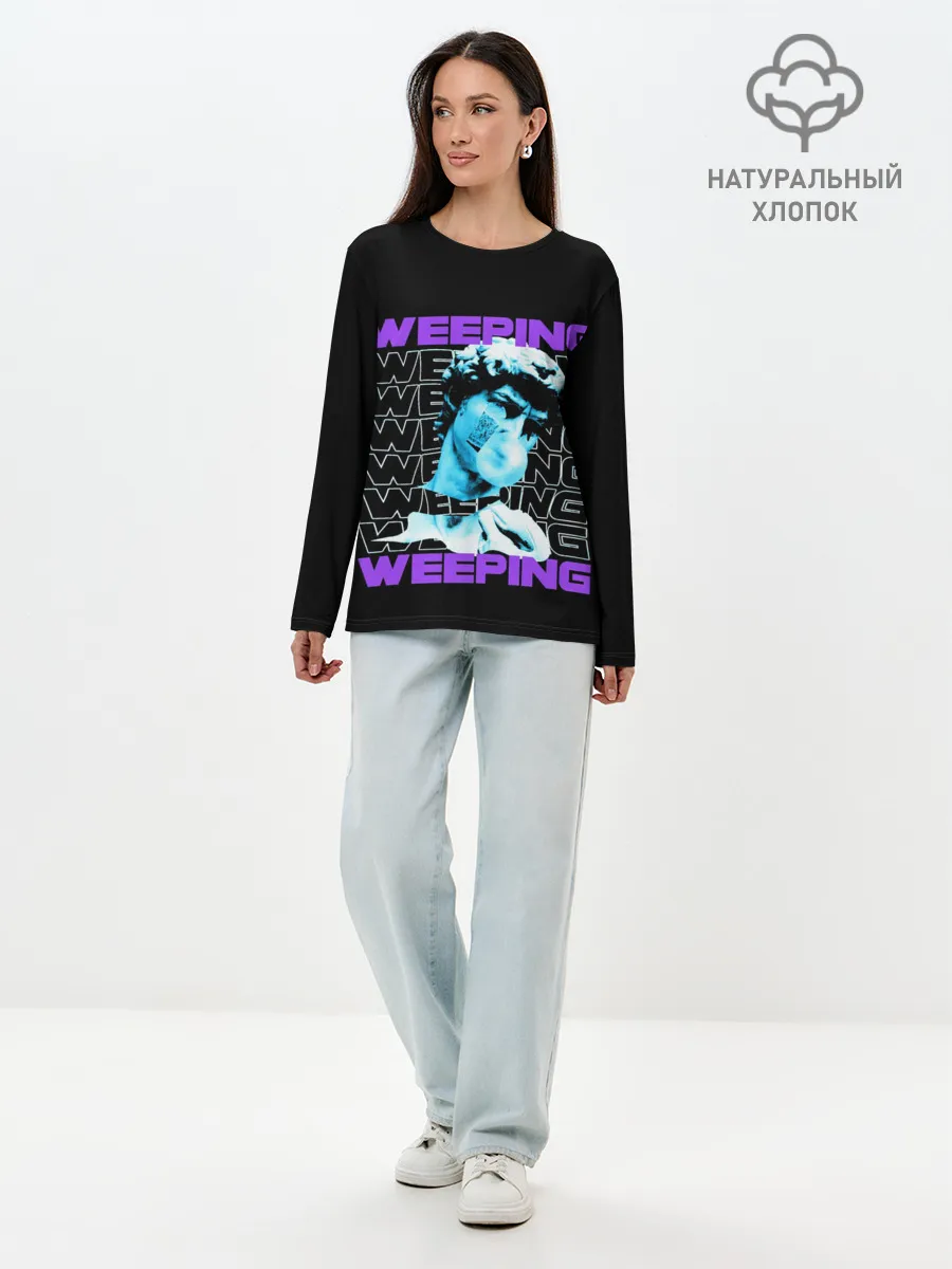 Лонгслив женский. Хлопок / ПЛАЧУЩИЙ / AESTHETIC