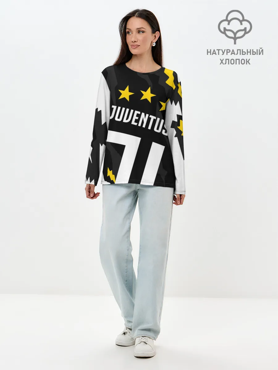 Лонгслив женский. Хлопок / JUVENTUS / ЮВЕНТУС / ПОРЕЗЫ