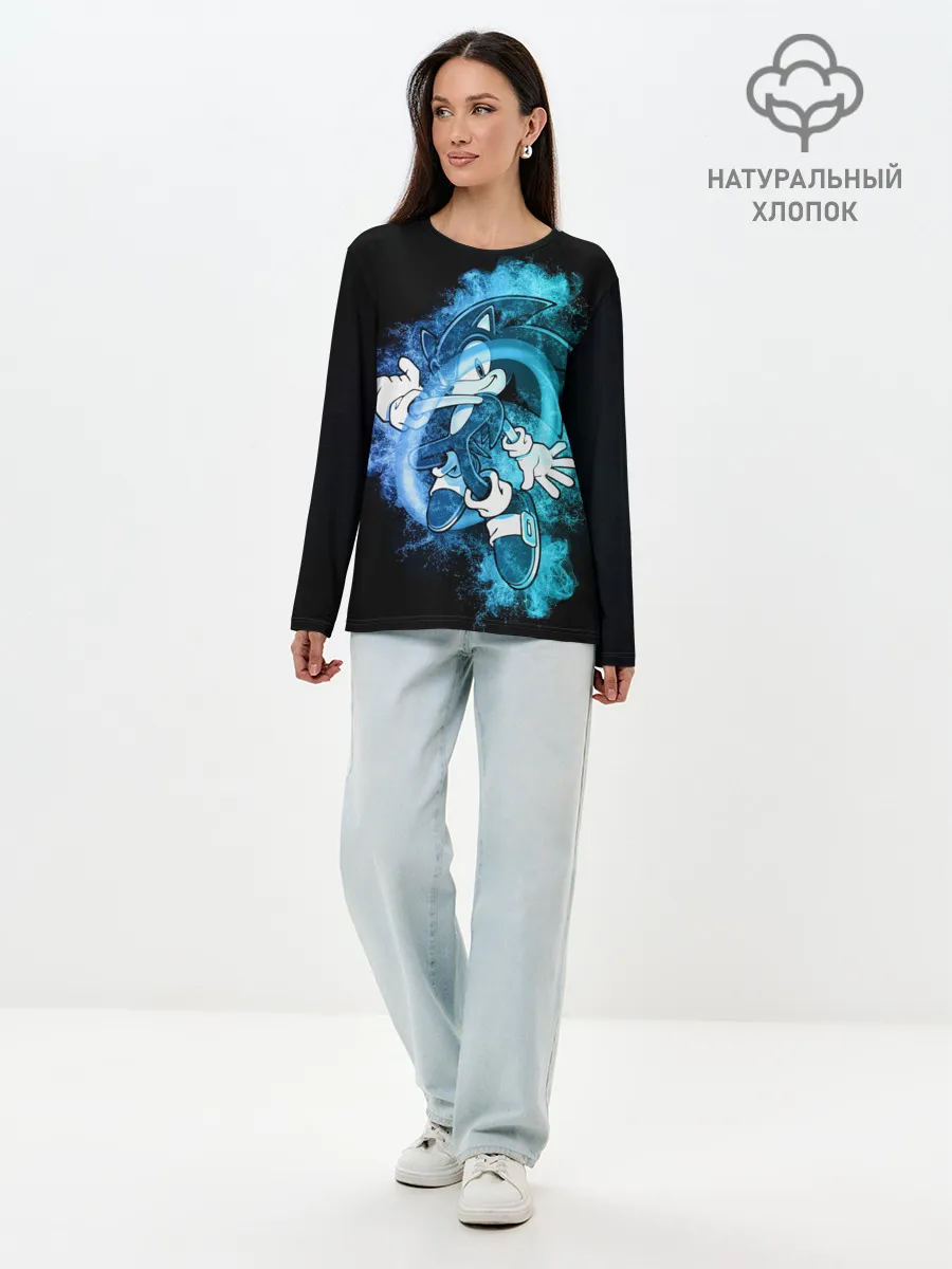 Лонгслив женский. Хлопок / Соник сквозь кольцо