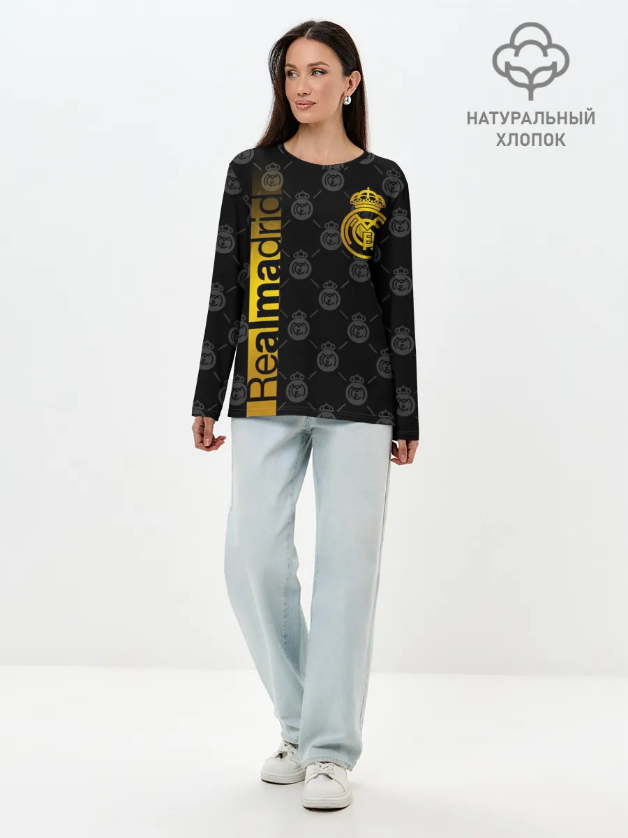 Лонгслив женский. Хлопок / РЕАЛ МАДРИД / GOLD / ЗОЛОТО