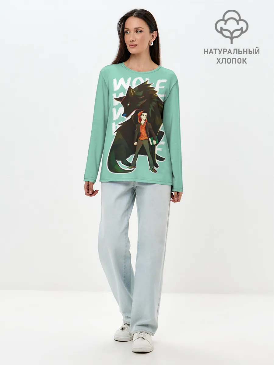 Лонгслив женский. Хлопок / Wolf