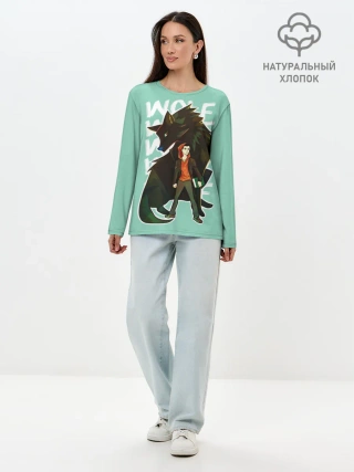 Лонгслив женский. Хлопок / Wolf